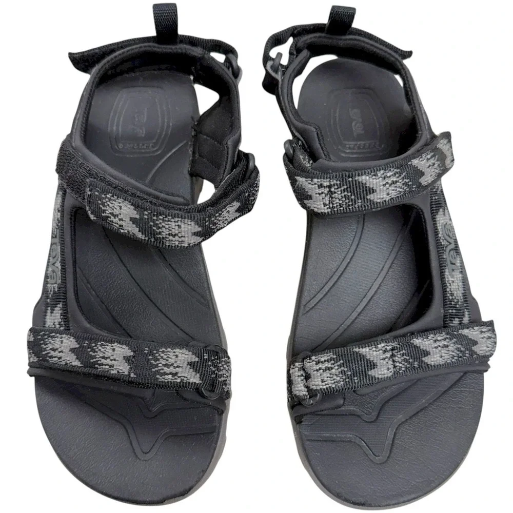Teva Kids Size 3 Tanza Sport  Black‎ Grey Hiking Outdoor Open-Toe Sandals
